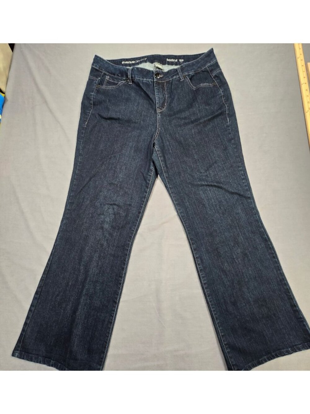 Avenue Denim Womens Bootcut Jeans 16P Dark Wash Stretch Cotton Blend